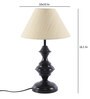 Designer Mota Katori Wrought Iron Off White Cotton Shade Table Lamp with Black Base