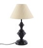 Designer Mota Katori Wrought Iron Off White Cotton Shade Table Lamp with Black Base