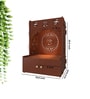 Designer Om Chakra Brown Wood Temple with Inbuilt Focus Light & Spacious Shelf