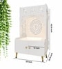 Designer Om Chakra Floor Temple with Spacious Wooden Shelf & Inbuilt Focus Light- White Finish