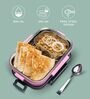 Designer Pink Stainless Steel Lunch Box with Spoon