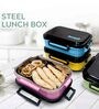 Designer Pink Stainless Steel Lunch Box with Spoon