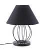 Designer Round Wrought Iron Black Cotton Shade Table Lamp With Black Base