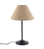 Designer Stick Wrought Iron Beige Jute Shade Table Lamp With Black Base
