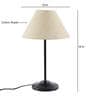 Designer Stick Wrought Iron Off White Cotton Shade Table Lamp With Black Base