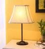 Designer Stick Wrought Iron Off White Cotton Shade Table Lamp with Black Base