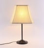 Designer Stick Wrought Iron Off White Cotton Shade Table Lamp with Black Base