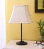 Designer Stick Wrought Iron Off White Cotton Shade Table Lamp with Black Base