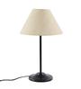 Designer Stick Wrought Iron Off White Cotton Shade Table Lamp With Black Base