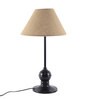 Designer Tea Ball Wrought Iron Beige Jute Shade Table Lamp With Black Base