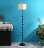 Andre Off White Cotton Shade Club Floor Lamp With Iron Base