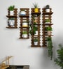 Designer Unique Pattern Dark Walnut Planter Shelves Set Of 4