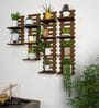 Designer Unique Pattern Dark Walnut Planter Shelves Set Of 4