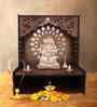 Designer Wooden Temple for Home with Spacious Shelf & Inbuilt Focus Lights