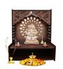Designer Wooden Temple for Home with Spacious Shelf & Inbuilt Focus Lights