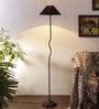 Designer Wrought Black Cotton Shade Floor Lamp with Black Base
