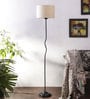 Raphael Off White Cotton Shade Club Floor Lamp With Iron Base