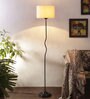 Raphael Off White Cotton Shade Club Floor Lamp With Iron Base