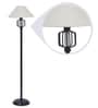 Designer Wrought White Jute Shade Floor Lamp with Black Base