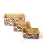Set Of 3 Multicolor Seagrass Handmade Eco-Friendly Table Organizer & Storage Basket