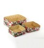 Set Of 3 Multicolor Seagrass Handmade Eco-Friendly Table Organizer & Storage Basket