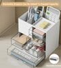 White Desk Organizer with 3 Drawers 3-Tier Storage Box with 5 Compartments