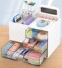 White Desk Organizer with 3 Drawers 3-Tier Storage Box with 5 Compartments