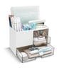 White Desk Organizer with 3 Drawers 3-Tier Storage Box with 5 Compartments