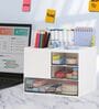 White Desk Organizer with 3 Drawers 3-Tier Storage Box with 5 Compartments