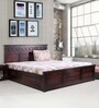 Destiny Queen Bed With Hydraulic Storage in Walnut Finish
