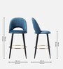 Deva Velvet Bar Chair In Blue Colour