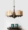 Devansh 05 Lights Bamboo  Conical  shade with Antique Golden Chandelier -R