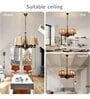 Devansh 05 Lights Bamboo  Vintage  shade with Antique Golden Chandelier -S