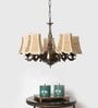 Devansh 05 Lights Bamboo  Vintage  shade with Antique Golden Chandelier -S