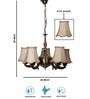 Devansh 05 Lights Beige Vintage  shade with Antique Golden Chandelier -N