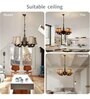 Devansh 05 Lights Beige Vintage  shade with Antique Golden Chandelier -N