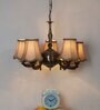 Devansh 05 Lights Beige Vintage  shade with Antique Golden Chandelier -N