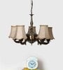 Devansh 05 Lights Beige Vintage  shade with Antique Golden Chandelier -N