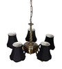 Devansh 05 Lights Black Vintage cotton shade with Antique Golden Chandelier -M