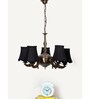 Devansh 05 Lights Black Vintage cotton shade with Antique Golden Chandelier -M