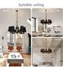 Devansh 05 Lights Black Vintage cotton shade with Antique Golden Chandelier -M