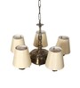 Devansh 05 Lights conical off-white cotton shade with Antique Golden Chandelier