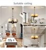 Devansh 05 Lights conical off-white cotton shade with Antique Golden Chandelier