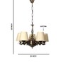 Devansh 05 Lights conical off-white cotton shade with Antique Golden Chandelier