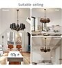 Devansh 05 Lights Metal Etched  shade with Antique Golden Chandelier -ZA