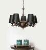 Devansh 05 Lights Metal Etched  shade with Antique Golden Chandelier -ZA
