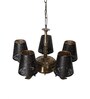 Devansh 05 Lights Metal Etched  shade with Antique Golden Chandelier -ZA
