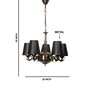 Devansh 05 Lights Metal Etched  shade with Antique Golden Chandelier -ZA