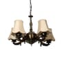 Devansh 05 Lights Off-white Vintage  cotton shade with Antique Golden Chandelier -L