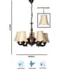 Devansh 05 Lights Off-white Vintage  cotton shade with Antique Golden Chandelier -L